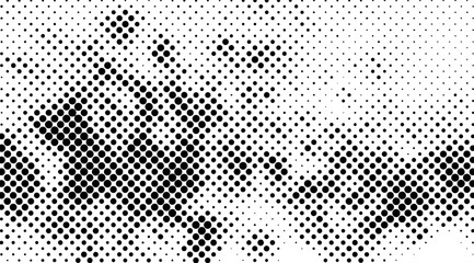 Halftone black and white circles, dotted pattern, abstract graphic elements used for backgrounds, overlays, or as textures, suitable for artistic designs