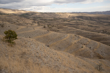 Natural terraces landscape in the mountains of Armenia