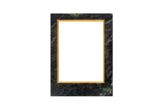 Stone with golden frame isolated on a white background.