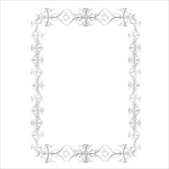Vintage white decorative frame in Gothic style - elegant white frame on white background, JPG, 300 DPI