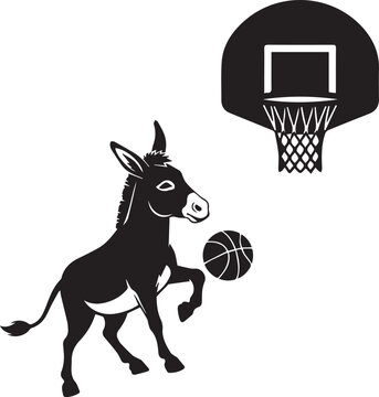 Donkey playing basketball silhouette