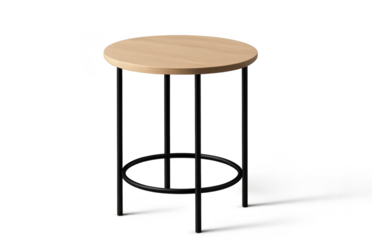 Stylish modern wooden top bar stool isolated on transparent background.