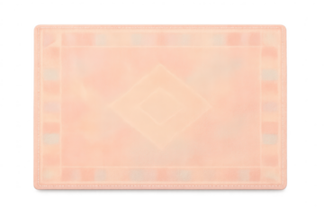 Light pink placemat with diamond pattern and stitched border isolated on transparent background