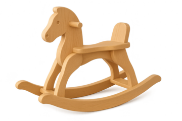 Wooden rocking horse, classic child's toy, isolated on transparent background.