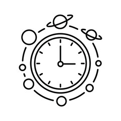 Universal Time and Celestial Orbits Clock Icon