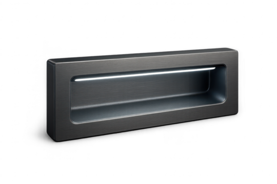 Modern recessed LED wall light fixture isolated on transparent background