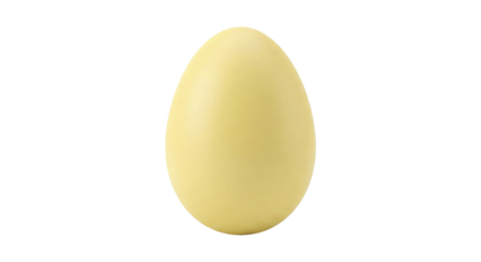 Pastel Yellow Easter Egg Standing On White Background