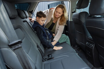 Middle-Aged Caucasian Woman Driver. Female Commuting on a Road Trip or Daily Journey.