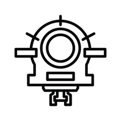 Underwater Exploration Device Icon with Sonar or Light Beams