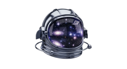 Astronaut helmet galaxy reflection space exploration design transparent