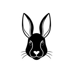 Fototapeta premium Illustration of a black rabbit head with long ears on transparent background