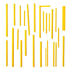 Graphic with numerous vertically arranged golden rod-like shapes on black