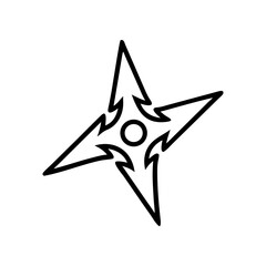 Outline drawing of a four pointed ninja star shape on transparent background