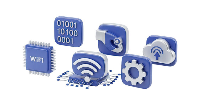 Digital technology connectivity network icons isolated - Powered by Adobe