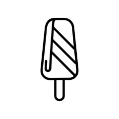 Outline drawing of a striped ice cream popsicle on transparent background