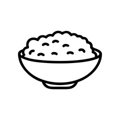 Bowl of rice simple line art style illustration on transparent background