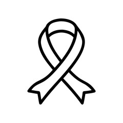 Outline drawing of a awareness ribbon symbol design on transparent background