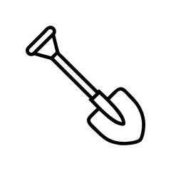 Outline drawing of a shovel on a white background on transparent background