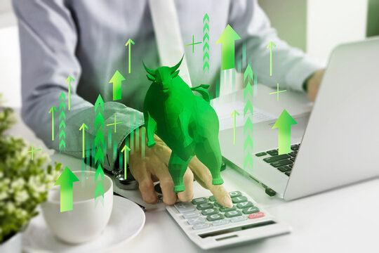 Investors are confident in investing during the stock market bull run, asset prices increase, trading cryptocurrencies.