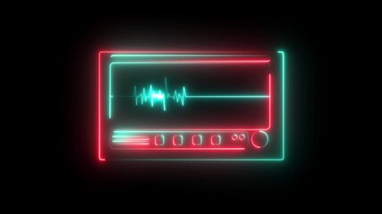 ECG monitor beating heart with a neon electrocardiogram overlay cardiogram line icon animation in television monitor screen. electric neon line color animation. heartbeat pulse icon animated . - Powered by Adobe