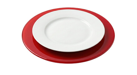 Empty white dinner plate on red charger plate