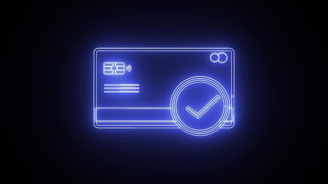 Neon Credit Card with Checkmark Secure Online Payment.