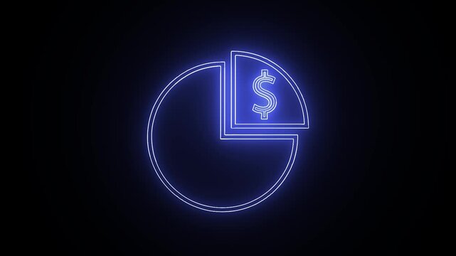 Neon Pie Chart with Dollar Sign Financial Analysis Concept.
