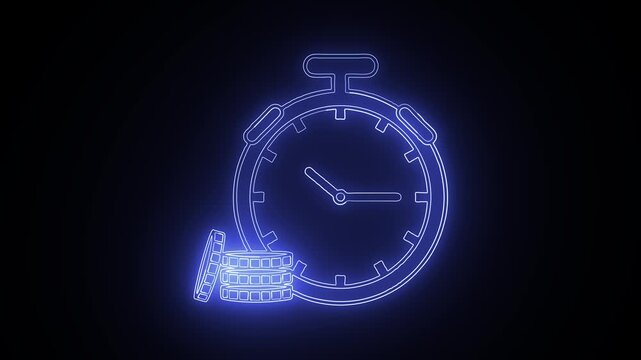Neon Stopwatch and Coins A TimeSensitive Financial Concept.