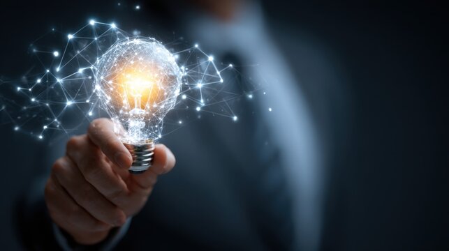 Creative idea light bulb with network connections