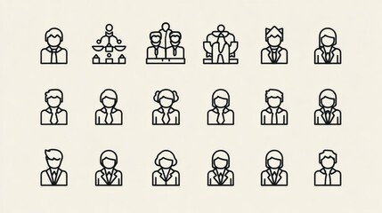 Diverse business people icons representing teamwork and leadership