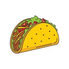Mexican Crunchy Taco Vector  Illustration design.eps