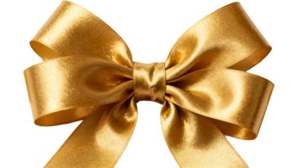 Elegant golden ribbon bow suitable for gift wrapping and decorative purposes