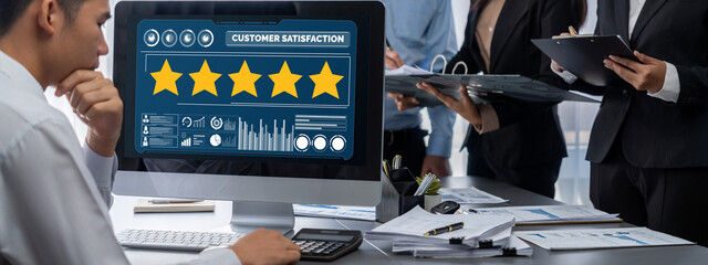 Business intelligence and data analysis concept. Analyst team working on financial data analysis...