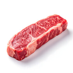 Raw steak strip isolated on white background showcasing fresh beef ingredient ideal for cooking, grilling, recipes,