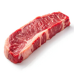 Raw steak strip isolated on white background showcasing fresh beef ingredient ideal for cooking, grilling, recipes,