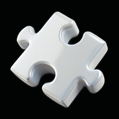 Obraz premium White 3D Glossy Jigsaw Puzzle Piece Isolated on Black Background ​
