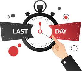 Last Day Countdown Timer with Hand and Sale Offer - Limited Time Sale