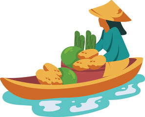 Thailand Travel Floating Market River Trade