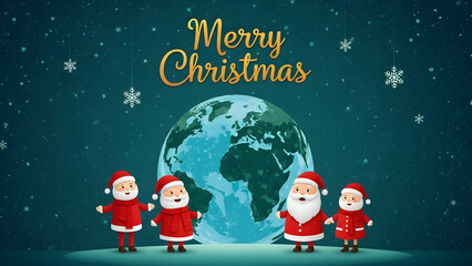 Fototapeta premium Christmas cards for the whole world with Santa Claus