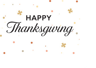 A cheerful happy thanksgiving greeting card design with festive golden and brown confetti