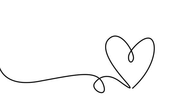 Continuous Line Drawing Heart Shape Minimal Animation, heart shape Line Drawing