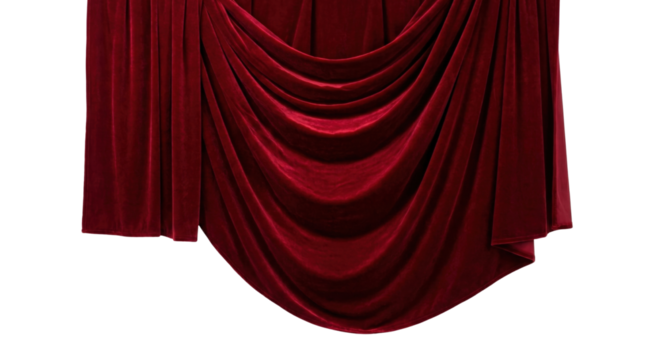 Elegant red velvet theater stage curtains with soft folds
