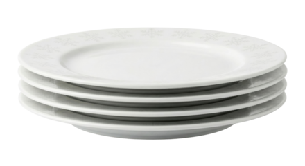 Stack Of White Snowflake Pattern Dinner Plates