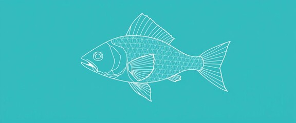 Elegant minimalist line art of a swimming fish, intricate details,  elegant,  vector