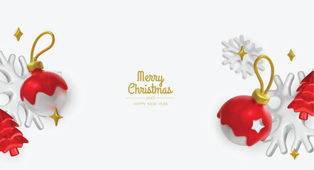 Elegant pastel Christmas baubles and winter elements form a light, joyful holiday background ideal for cards, banners, and festive promotions