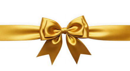 Gold satin ribbon bow for gift wrap decoration and festive design.