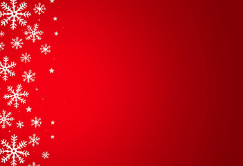Decorative snowflakes and stars border on a vibrant red background for winter holidays isolated on transparent background