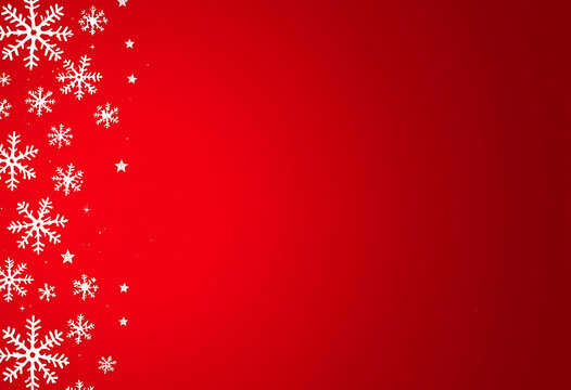 Decorative snowflakes and stars border on a vibrant red background for winter holidays isolated on transparent background