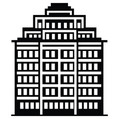 Black and white building icon design, modern architecture vector illustration