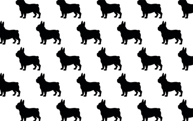 Seamless Pattern of Adorable Dog Silhouettes on a White Background